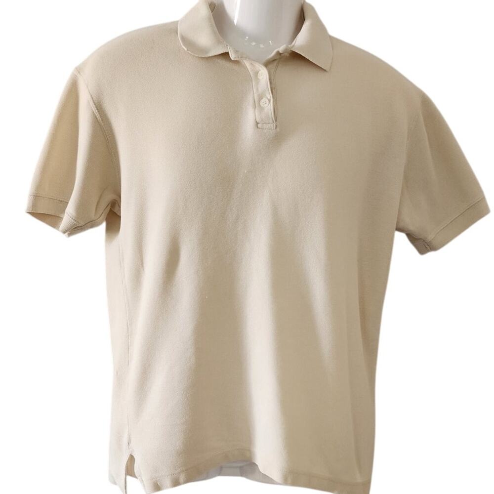 Vintage Cherokee Washed Pique Beige Polo Shirt Short Sleeve  Men's Size Medium